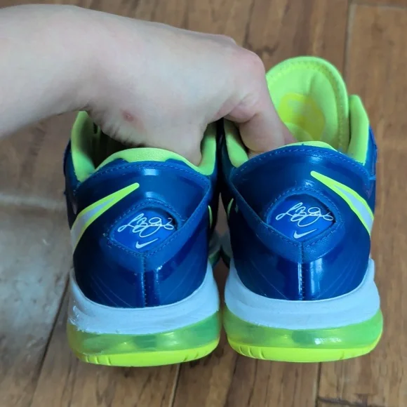 Nike LeBron 8 V2 Low Sprite Blue & Neon Green Athletic Basketball Shoes - Picture 4 of 13